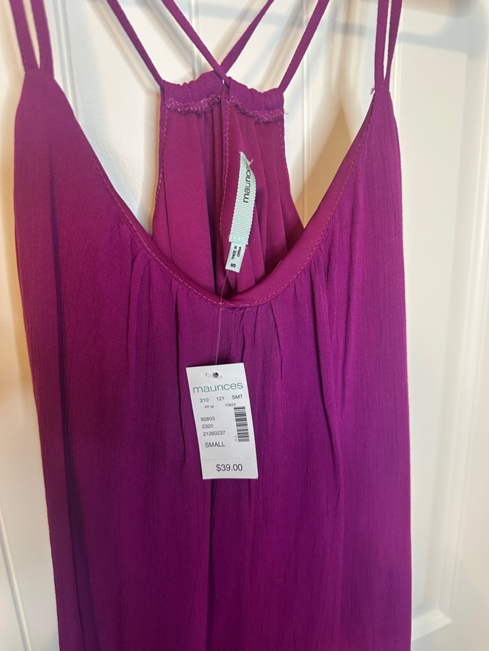 Women's Fuchsia Strappy Midi Dress with Fringe Hem new NWT beach boho hippie - Picture 2 of 6
